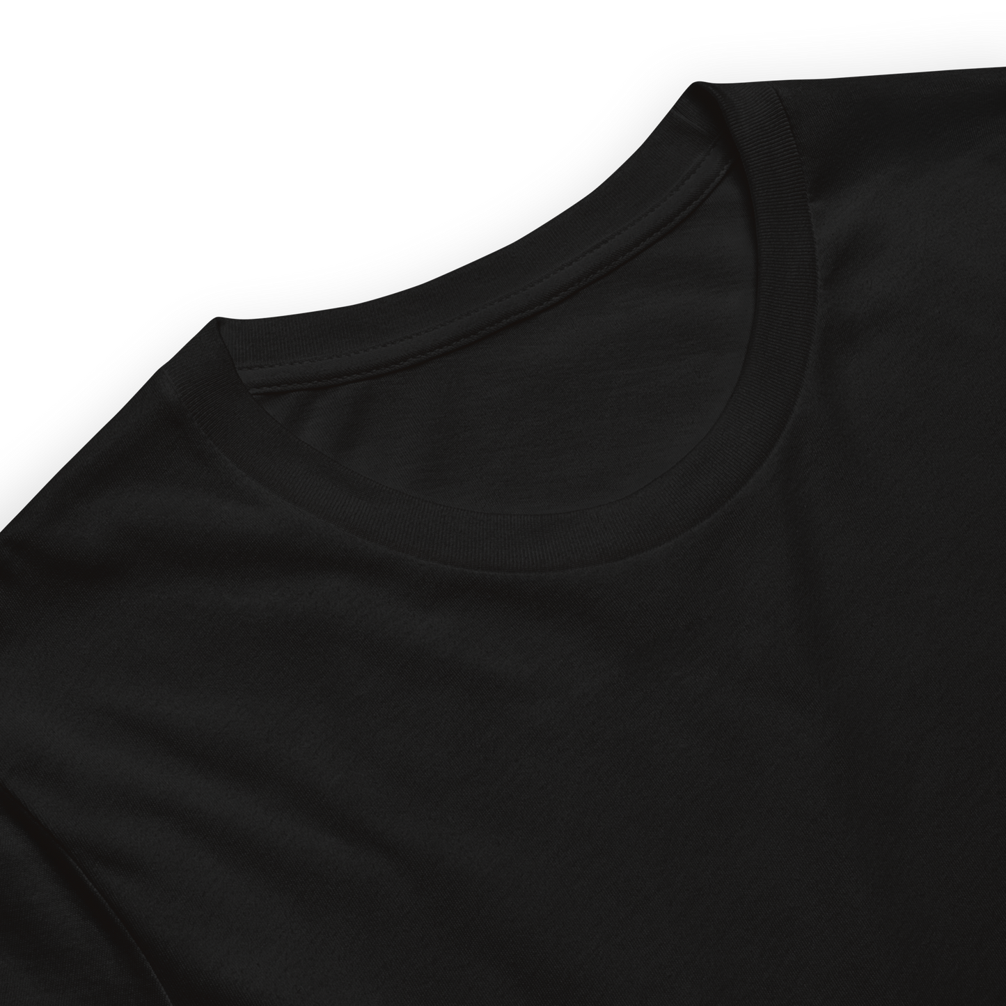 purple embroidery on black t-shirt